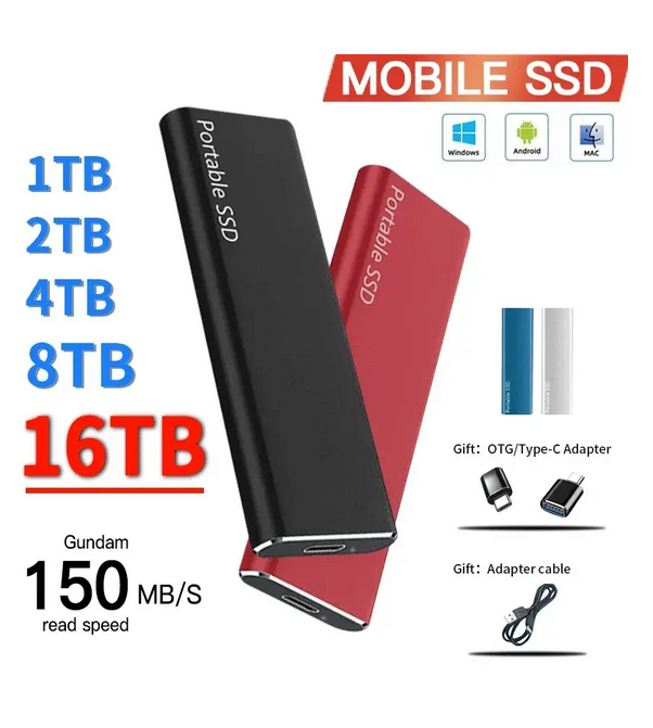 Drive externo SSD: Alta velocidade USB 3.1 Tipo-C