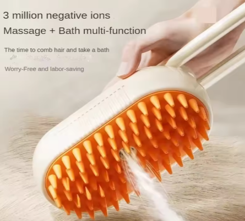 Cuidado e conforto: escova massageadora para cães e gatos com spray