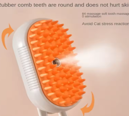 Cuidado e conforto: escova massageadora para cães e gatos com spray