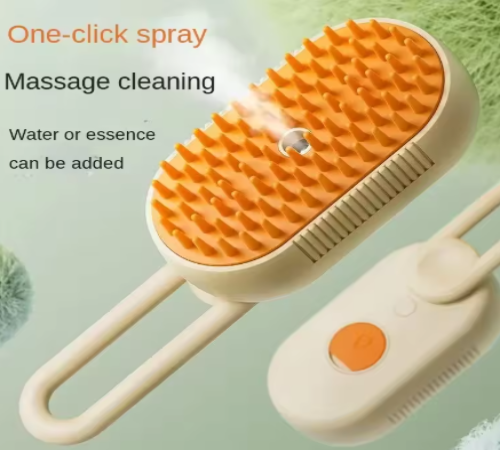 Cuidado e conforto: escova massageadora para cães e gatos com spray